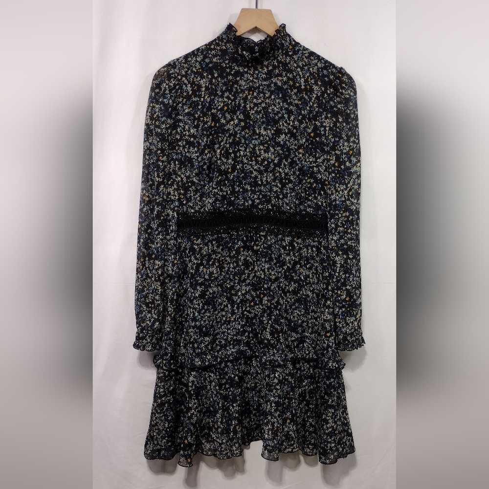 Donna Morgan Floral Countess Dress Women's 4 Black Artsy Retro Party Vacation - Picture 3 of 10